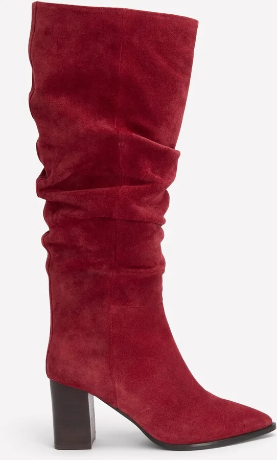 Vera Block Heel Point Boots, Red