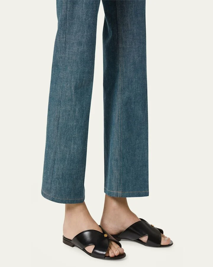 Vera Leather Flat Slide Sandals - Image 3