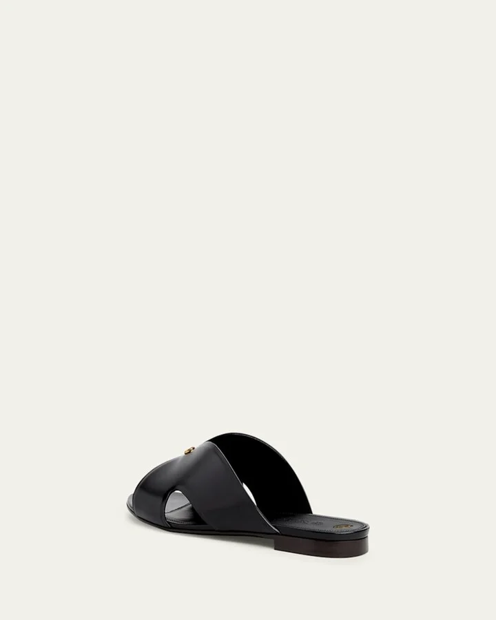 Vera Leather Flat Slide Sandals - Image 5