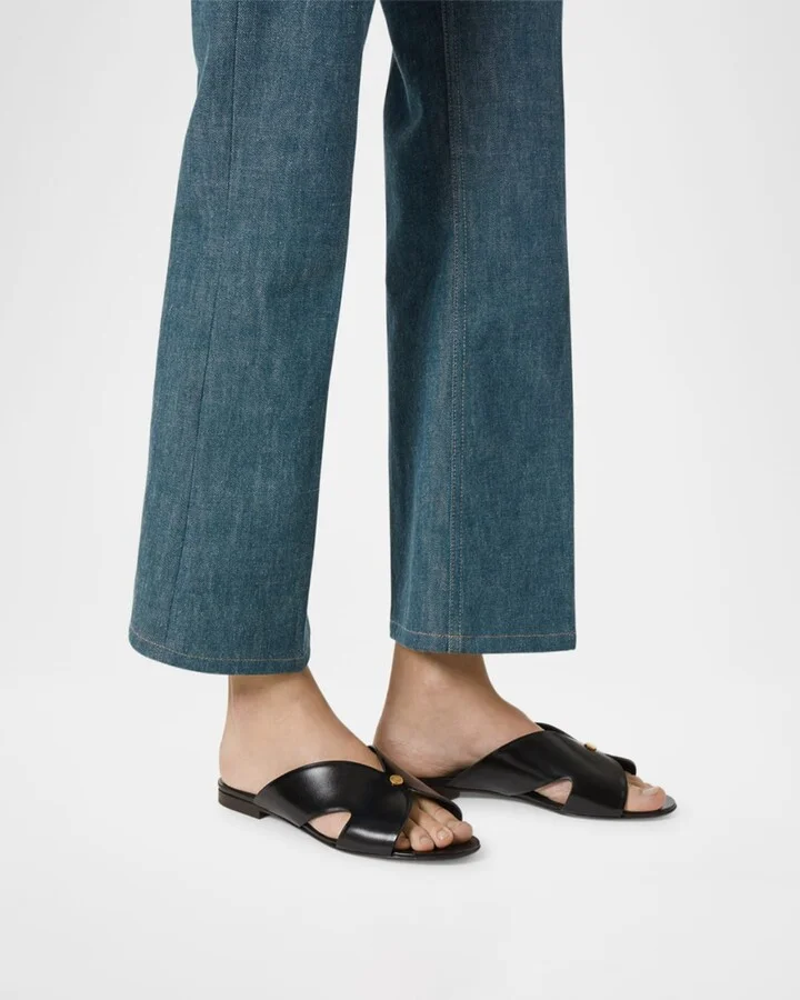 Vera Leather Flat Slide Sandals - Image 4