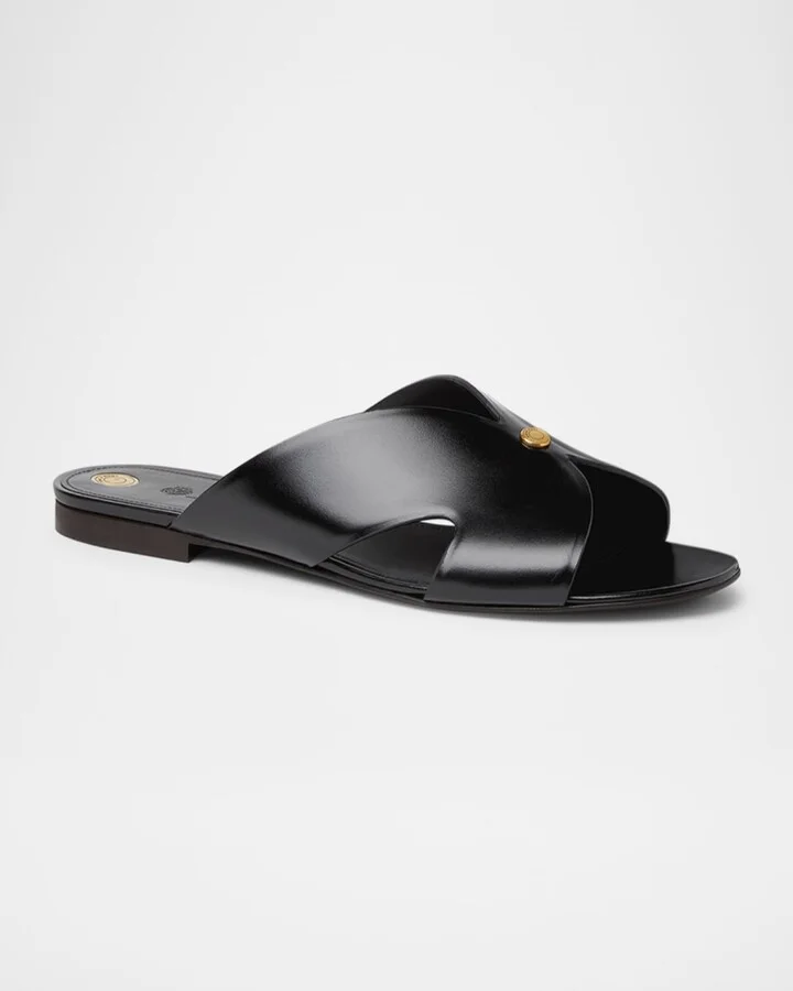 Vera Leather Flat Slide Sandals - Image 6
