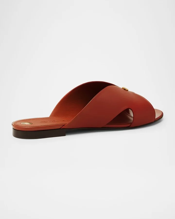 Vera Leather Flat Slide Sandals - Image 9