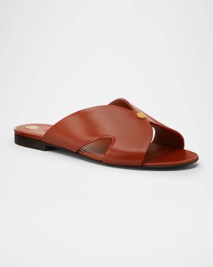 Vera Leather Flat Slide Sandals - Image 10