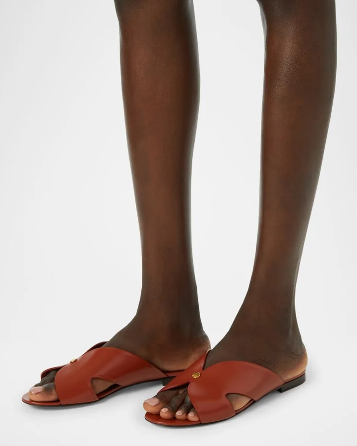 Vera Leather Flat Slide Sandals - Image 11