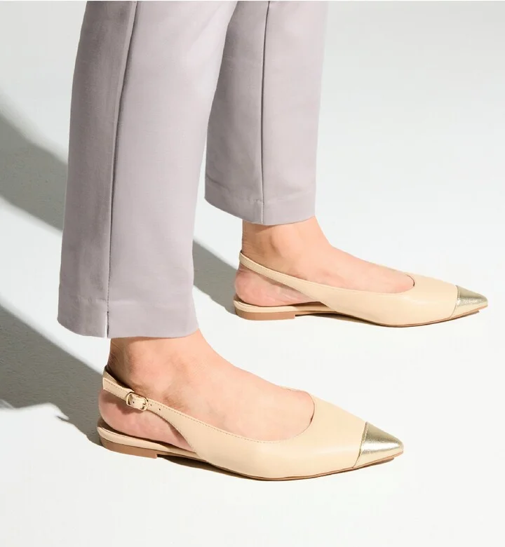 Vera Pointed Cap Toe Slingback Flat - Image 2