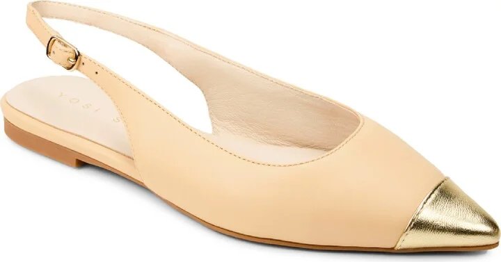 Vera Pointed Cap Toe Slingback Flat