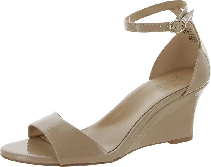 Vera Womens Solid Ankle Strap Wedge Sandals