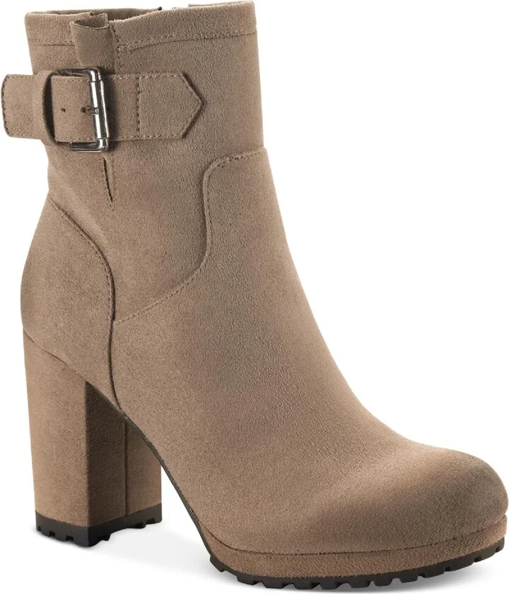 Veraa Womens Microsuede Buckle Ankle Boots