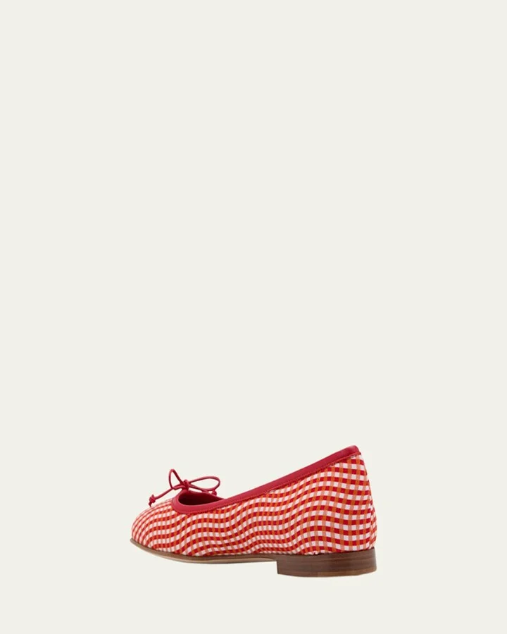 Veralli Check Cotton Bow Ballerina Flats - Image 4