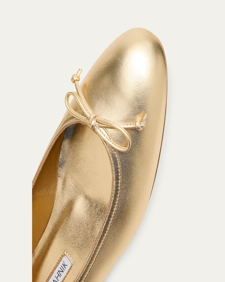 Veralli Metallic Bow Ballerina Flats - Image 2