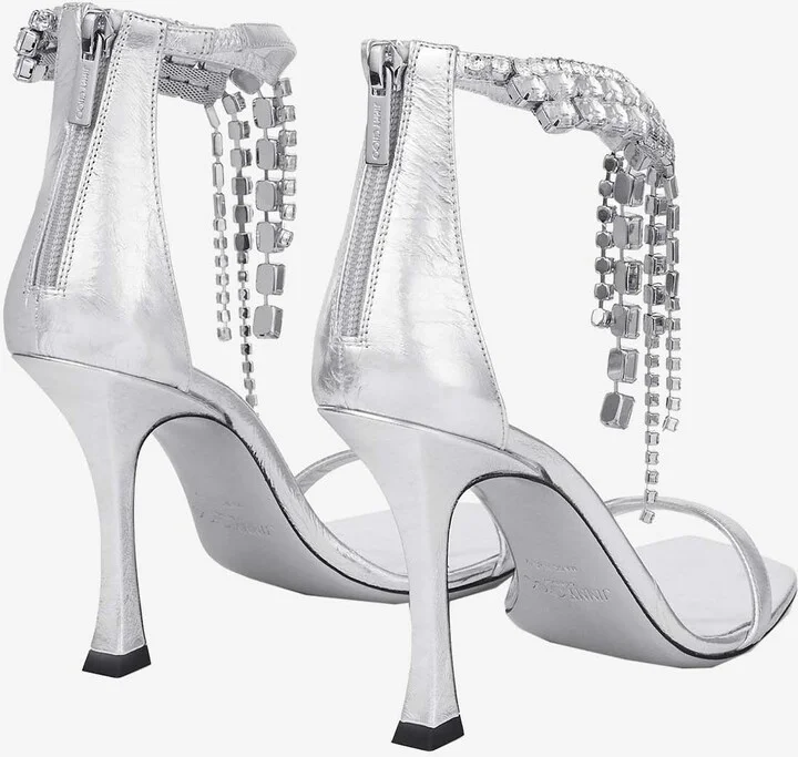 Verity 100 Crystal-Embellished Metallic Leather Sandals - Image 2