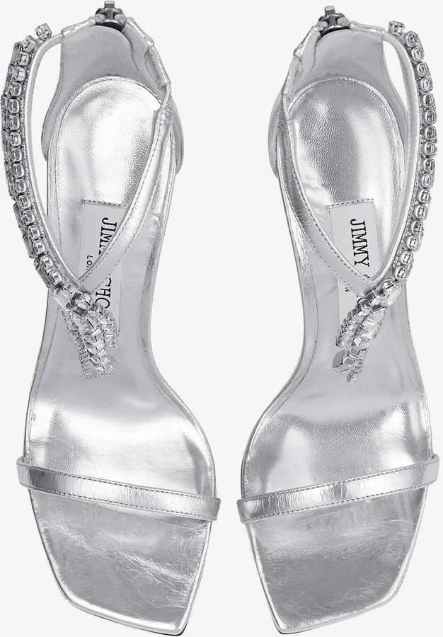 Verity 100 Crystal-Embellished Metallic Leather Sandals - Image 3