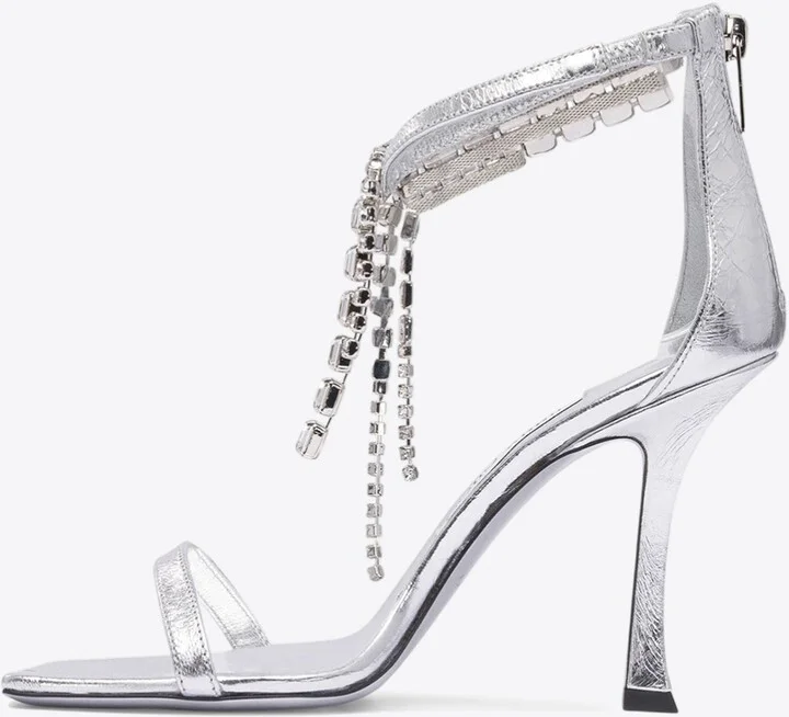 Verity 100 Metallic Leather Crystal Sandals - Image 2