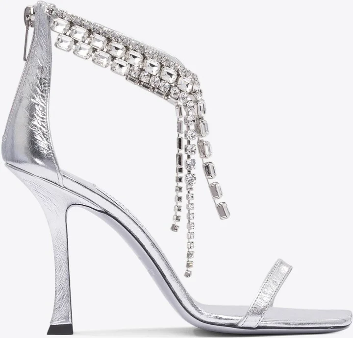 Verity 100 Metallic Leather Crystal Sandals