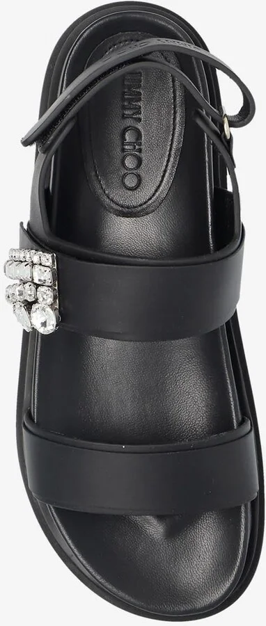 Verity Leather Crystal Flat Sandals - Image 3