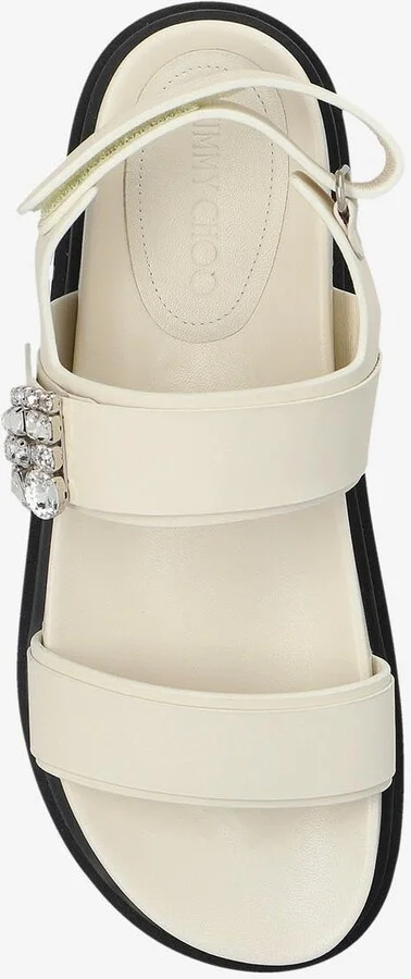 Verity Leather Crystal Flat Sandals - Image 3