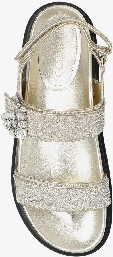 Verity Leather Crystal Flat Sandals - Image 3