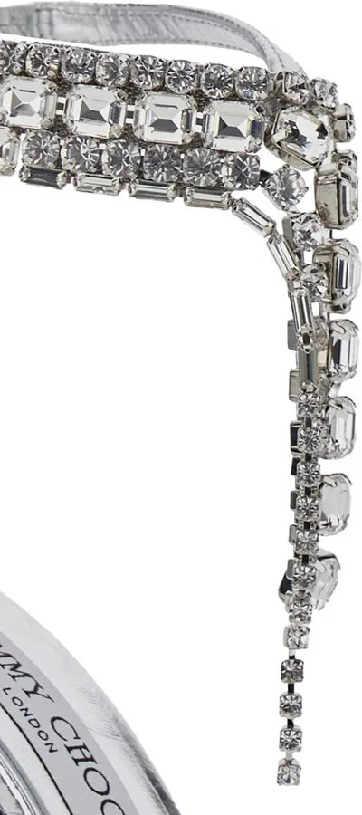 'Verity' Metallic Sandals With High Stiletto Heel In Leather And Crystal Woman - Image 4