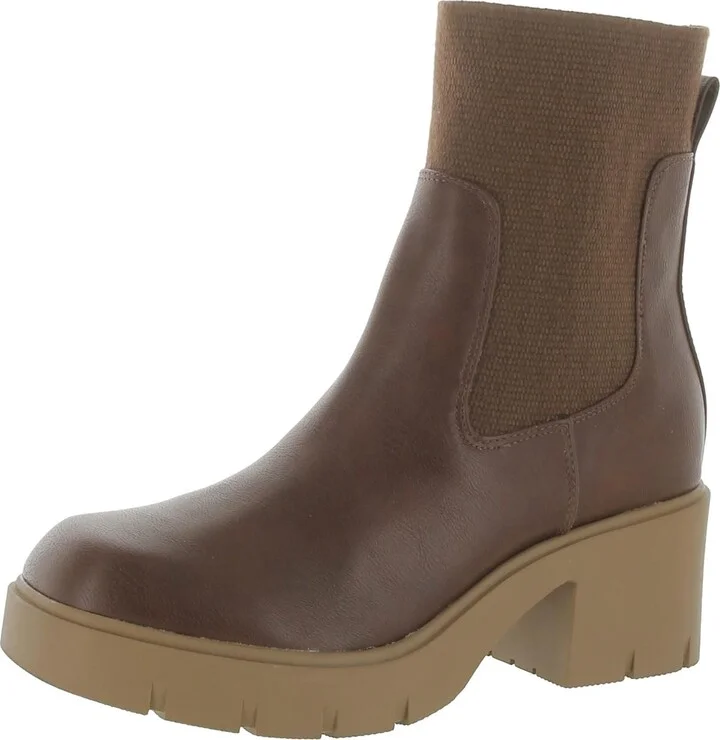 Verityy Womens Faux Leather Ankle Boots