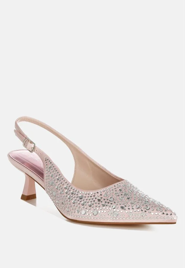 Vernaos Pointed Toe Rhinestone Slingbacks - Image 3