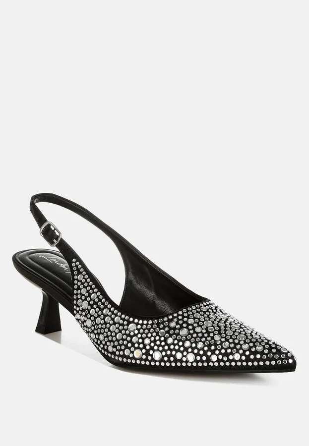 Vernaos Pointed Toe Rhinestone Slingbacks - Image 4