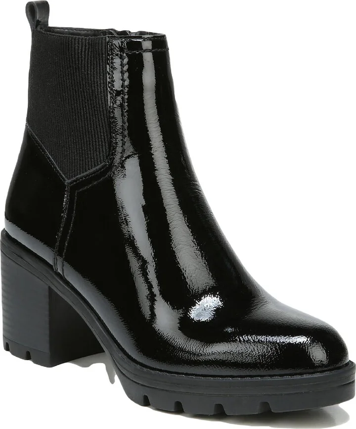 Verney 2 Womens Patent Leather Block Heel Ankle Boots