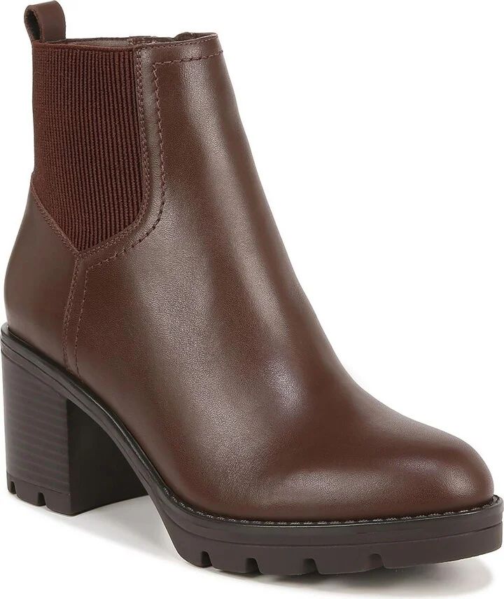 Verney Womens Leather Block Heel Ankle Boots