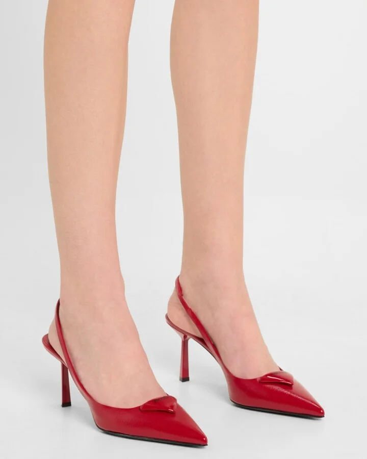 Vernice Leather Slingback Pumps - Image 8