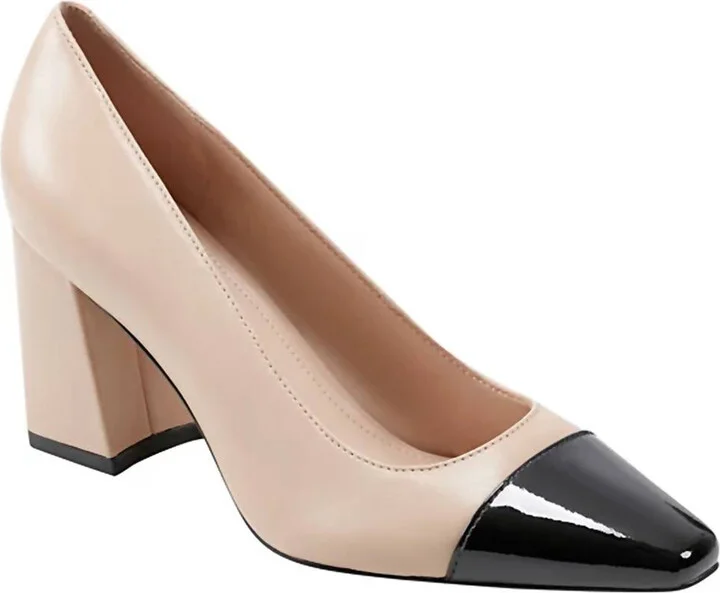 Vernie Block Heel Dress Pumps In Light Natural