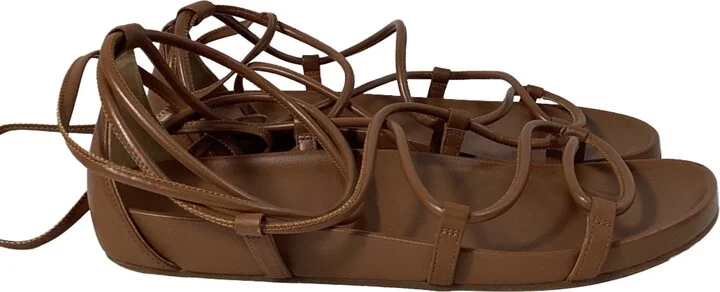 Vero Lace-Up Sandal in Luggage Brown Leather