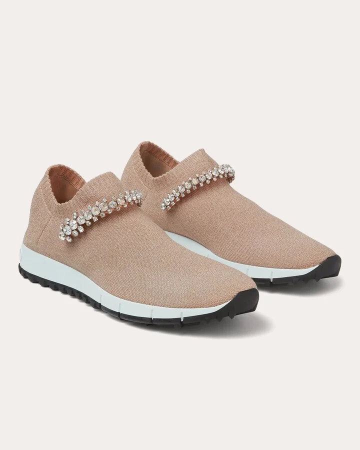 Verona Crystal-Embellished Metallic-Knit Sneaker - Image 2