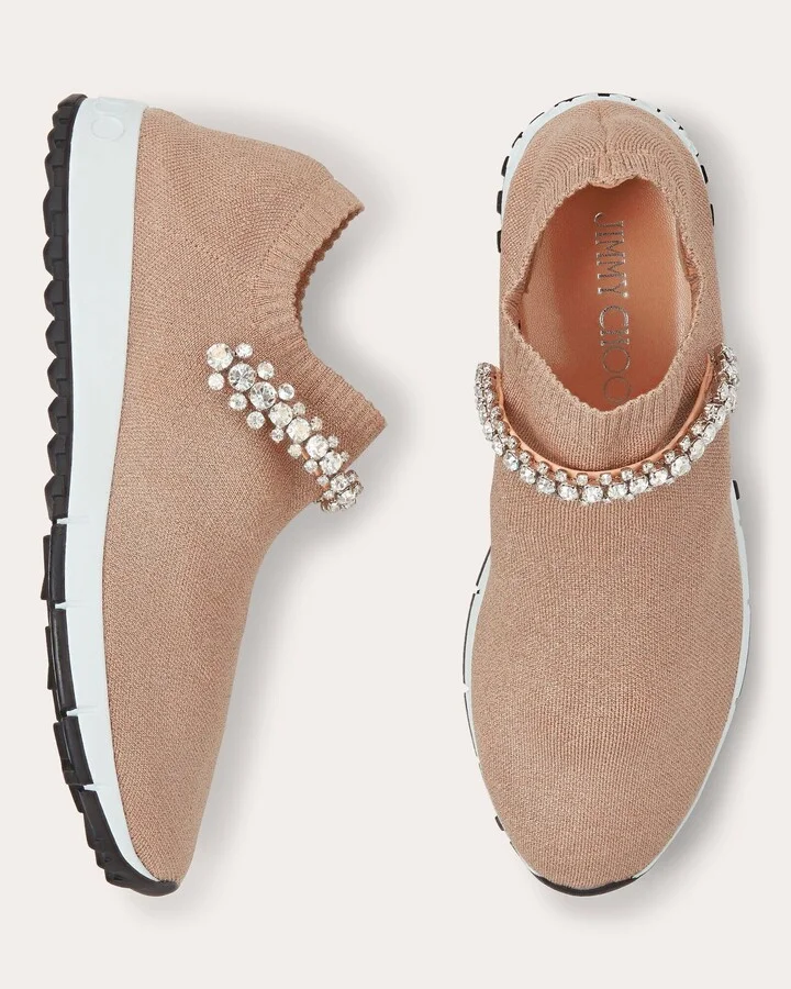 Verona Crystal-Embellished Metallic-Knit Sneaker - Image 3
