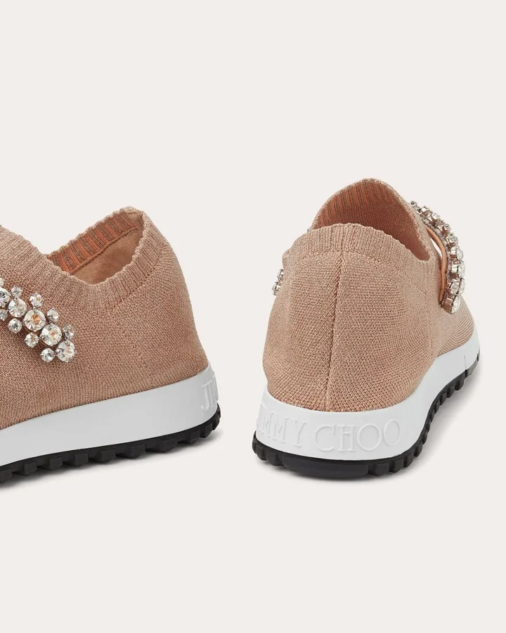 Verona Crystal-Embellished Metallic-Knit Sneaker - Image 5