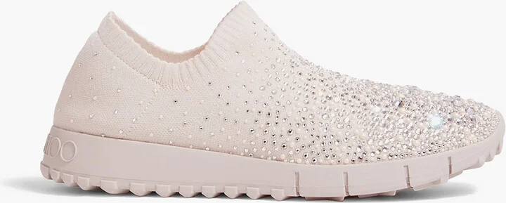 Verona embellished stretch-knit slip-on sneakers