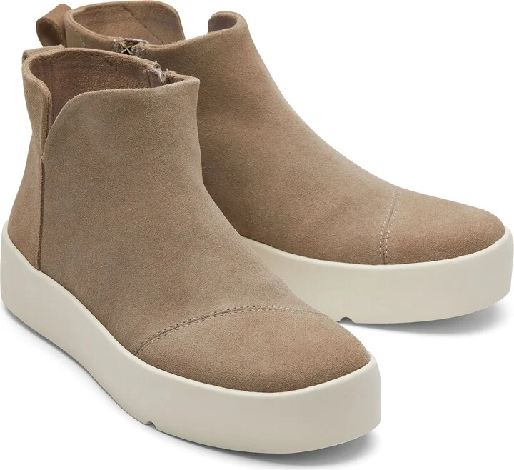Verona Mid Taupe Suede Platform Sneaker - Image 3