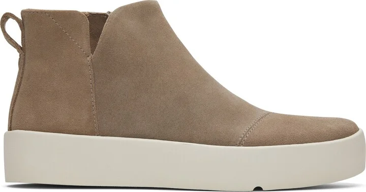 Verona Mid Taupe Suede Platform Sneaker