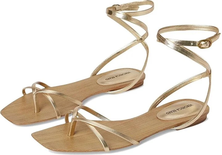 Veronica Beard Allegra Women's Wedge Shoes Pale Gold Leather : 9.5 M