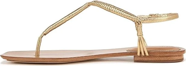 Veronica Beard Amelia Thongs Women's Sandals Gold Leather : 5 M - Image 5
