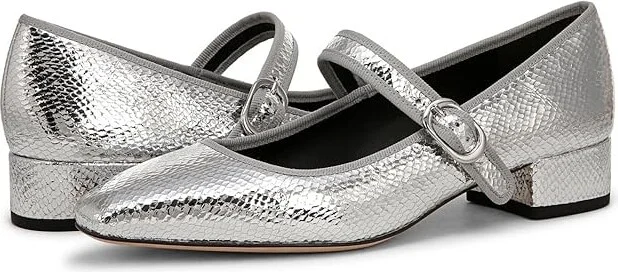 Veronica Beard Cade Mary Janes Women's Flat Shoes Silver Leather : 7 M