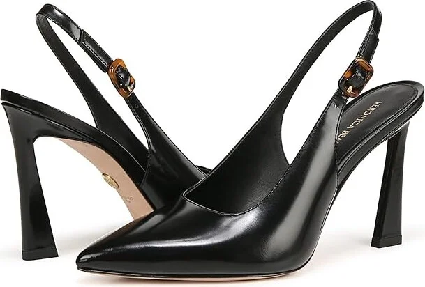 Veronica Beard Callie Slingbacks Women's Sandals Black Leather : 9.5 M