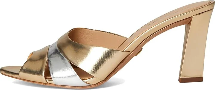 Veronica Beard Cassiel Slide Sandals Women's Sandals Gold/Silver : 6.5 M, Leather/Suede - Image 6