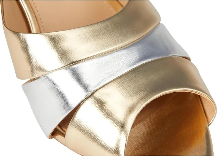 Veronica Beard Cassiel Slide Sandals Women's Sandals Gold/Silver : 6.5 M, Leather/Suede - Image 7