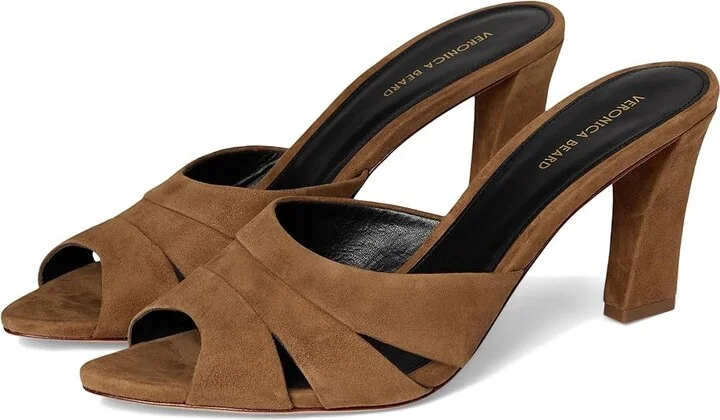 Veronica Beard Cassiel Slide Sandals Women's Sandals Hazelwood Brown : 7.5 M, Leather/Suede
