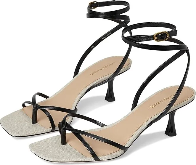 Veronica Beard Caterina Women's Wedge Shoes Black Leather : 8.5 M