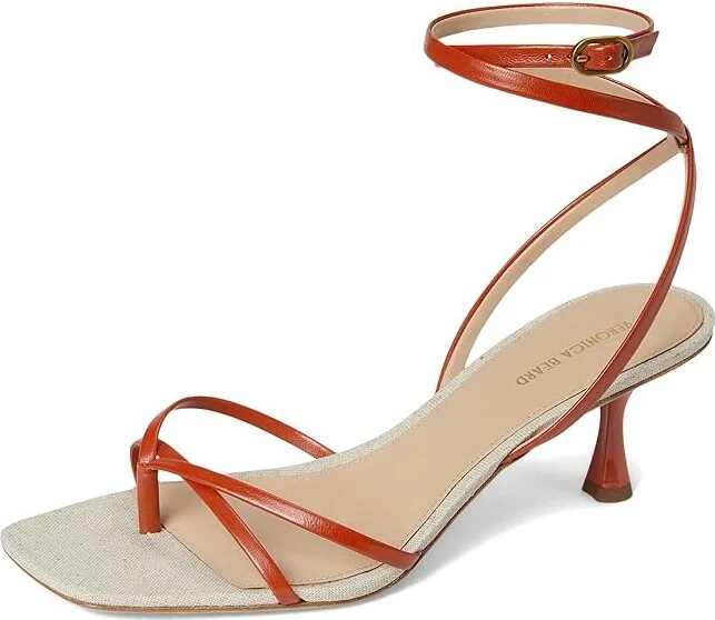 Veronica Beard Caterina Women's Wedge Shoes Persimmon Red Leather : 7.5 M - Image 5