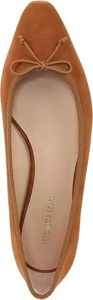 Veronica Beard Catherine Skimmers Women's Flat Shoes Caramel Brown Suede : 6 M, Leather - Image 2