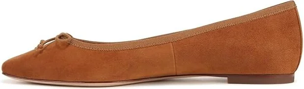 Veronica Beard Catherine Skimmers Women's Flat Shoes Caramel Brown Suede : 6 M, Leather - Image 5