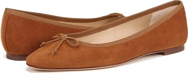 Veronica Beard Catherine Skimmers Women's Flat Shoes Caramel Brown Suede : 6 M, Leather