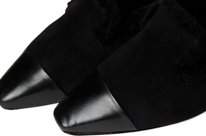 Veronica Beard Cecile Mule Fur Mules Women's Flat Shoes Black Suede : 8 M, Faux Fur/Leather/Suede - Image 7