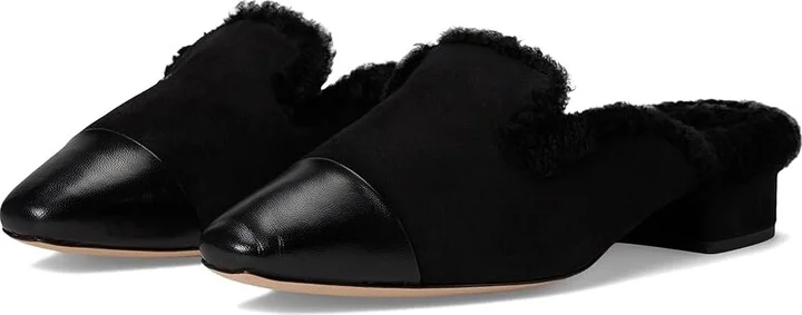 Veronica Beard Cecile Mule Fur Mules Women's Flat Shoes Black Suede : 8 M, Faux Fur/Leather/Suede